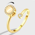 S925 Silver Cat's Eye Stone Transfer Rotatable Anxiety Ring Luxury Cubic Zircon 925 Sterling Silver Index Finger Open Rings