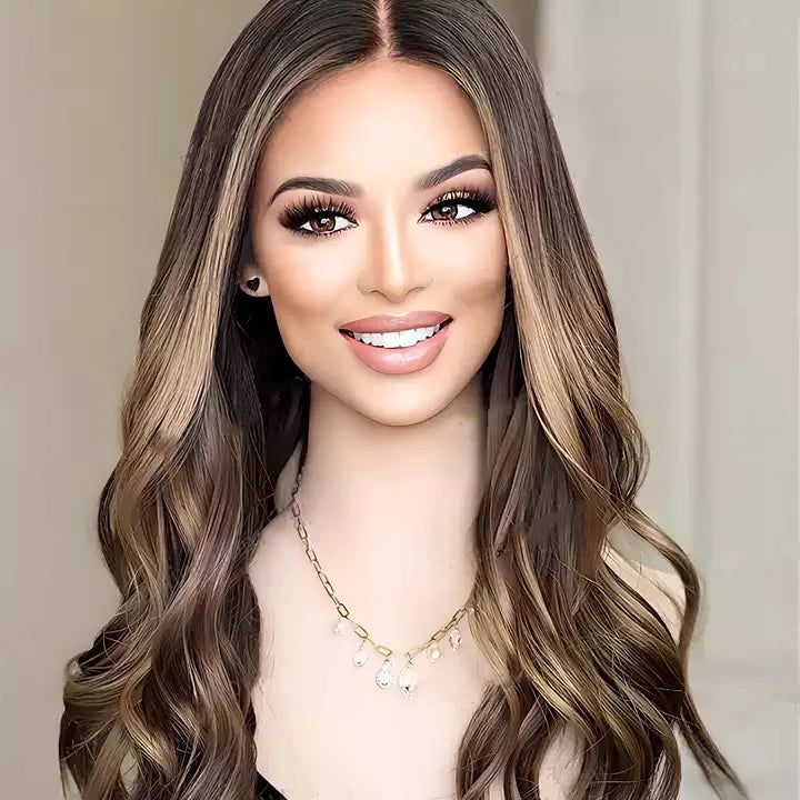 Top Quality Highlights 613 Color Natural Wave Wig 100% Brazilian Cuticle Aligned Hair Invisible Transparent Lace Human Hair Wig