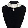 Hot Sale Personality Versatile Geometric Beaded Necklace Simple Multi-layer Pearl Shaped Pendant Necklace
