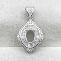 Sterling Silver 5*7mm Semi Mount Pendant Empty Frame Blank Support Setting S925 Base Holder Without Center Stone for DIY Inlay