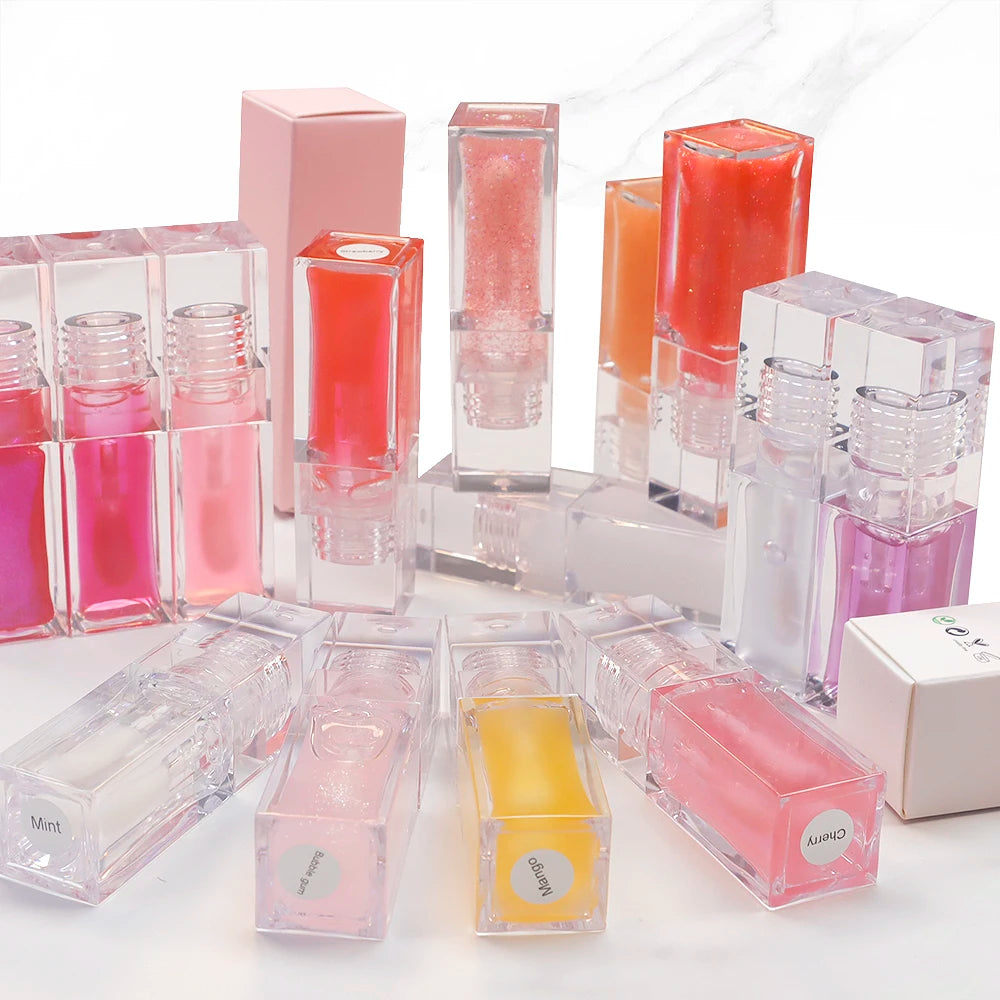Custom Vegan Color Changing Lip Gloss Plumper Flavoring Oil Fruit Tint Glow Private Label Lip Oil