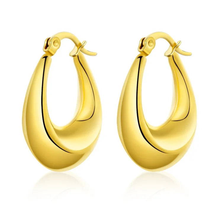 Vintage Jewelry 18k Gold Plated Hoop Ea Rings Gold Chunky Earrings for Wedding