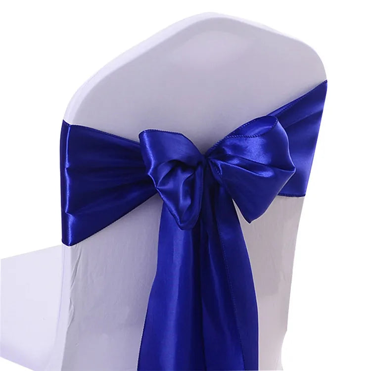 Elegant Satin Chair Sash Band Wedding Chair Back Sashes Strap Tie Ribbon Bow Knot for Banquet Party Christmas Event Decoration