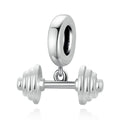 Genuine 925 Sterling Silver Dumbbell Pendant Charm Fit Original Bracelet & Necklace Woman Jewelry Making SCC2052