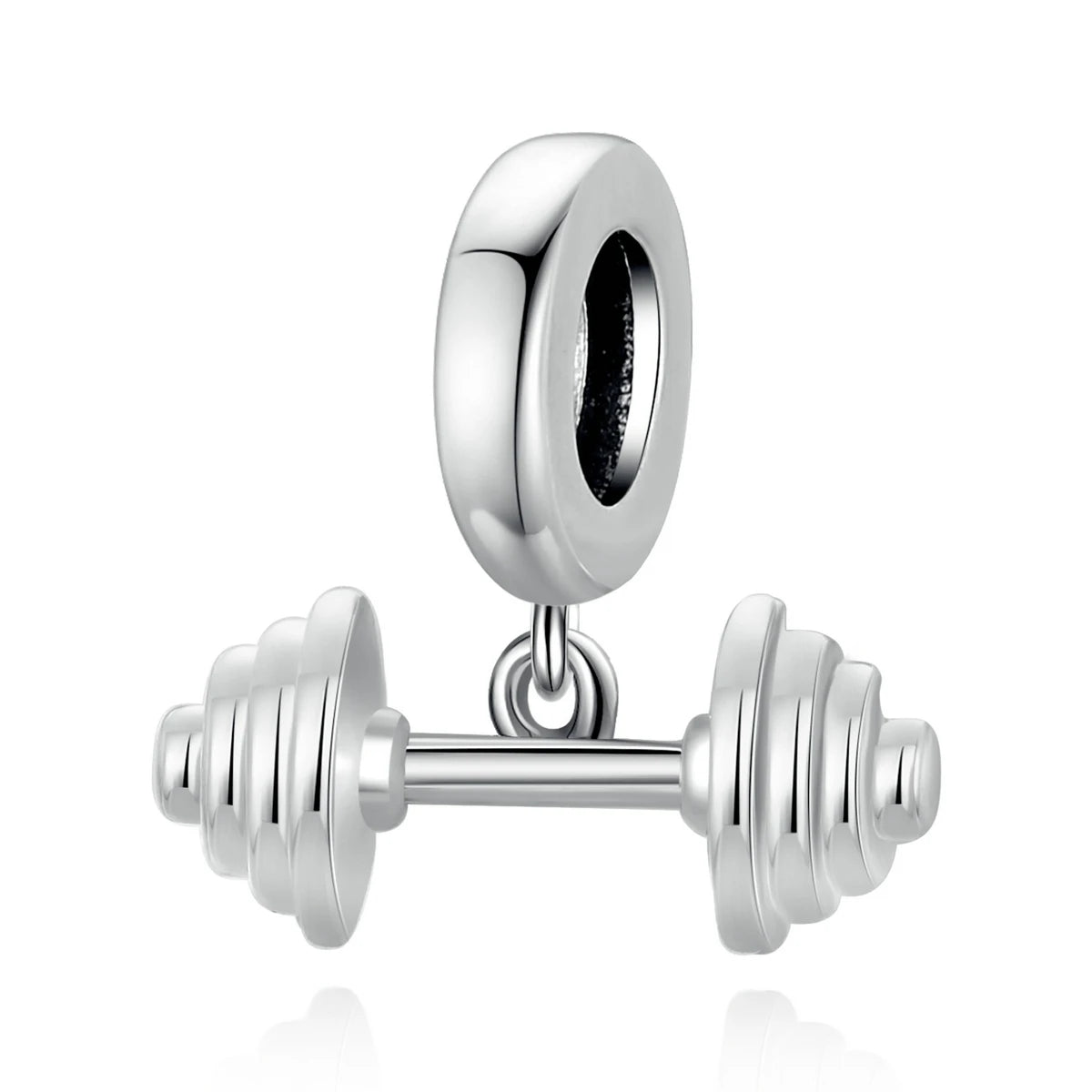 Genuine 925 Sterling Silver Dumbbell Pendant Charm Fit Original Bracelet & Necklace Woman Jewelry Making SCC2052