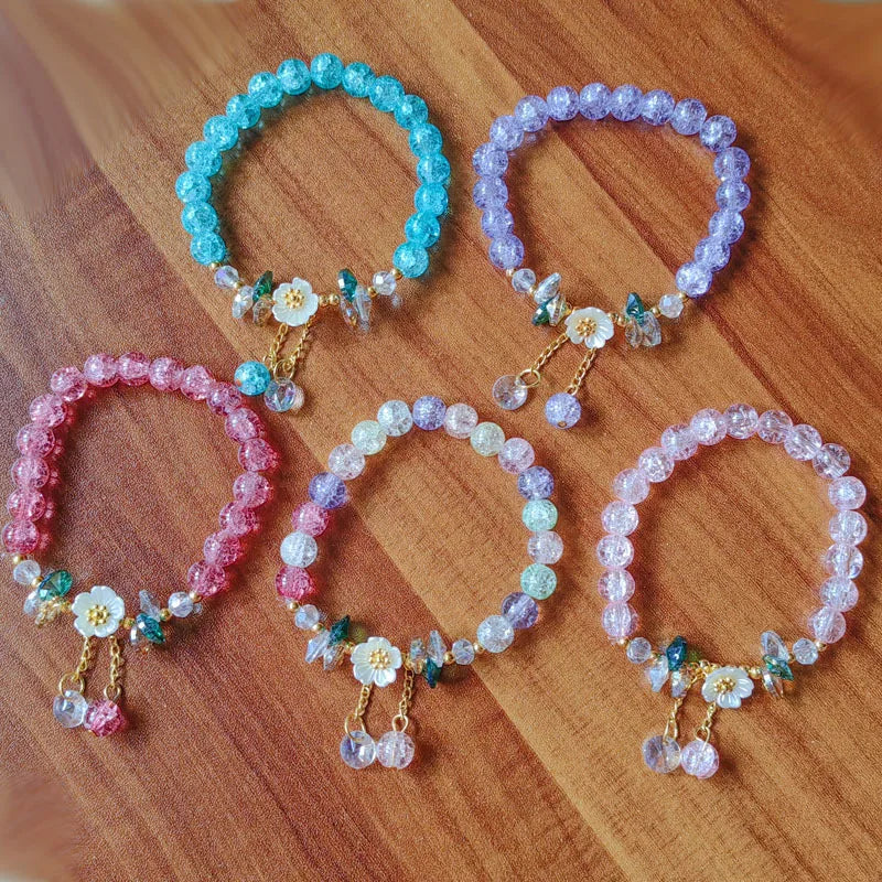 SC Popular Bohemian Handmade Beads Bracelet Summer Beach Daisy Bracelet Cute Colorful Flower Bracelet for Teen Girls