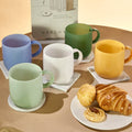 Custom Opaque Jade Milky Mint Color Glass Mug Creative Glass Water Cup Juice Tea Coffee Mug Drinking Cup with Handle