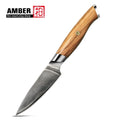 Amber Vintage Olive Wooden Handled High Carbon Steel VG10 3.5 Inch Sharp Kitchen Utility Knives for Kitchen Fruit Knife