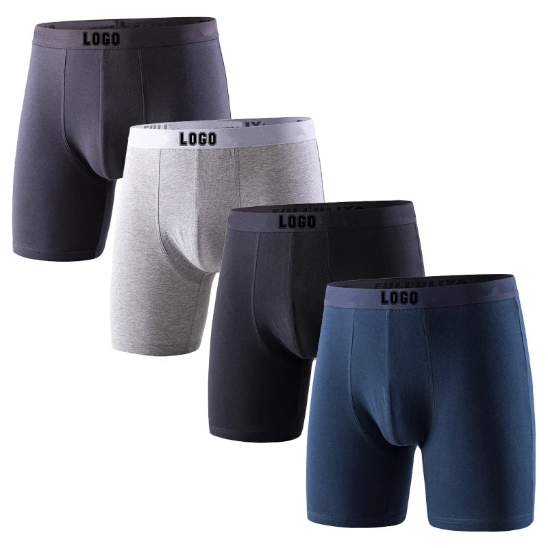 High Quality Men's Underwear Fashionable Comfortable Classic Solid Color Boxers Mid-rise Breathable Long Mens Pant