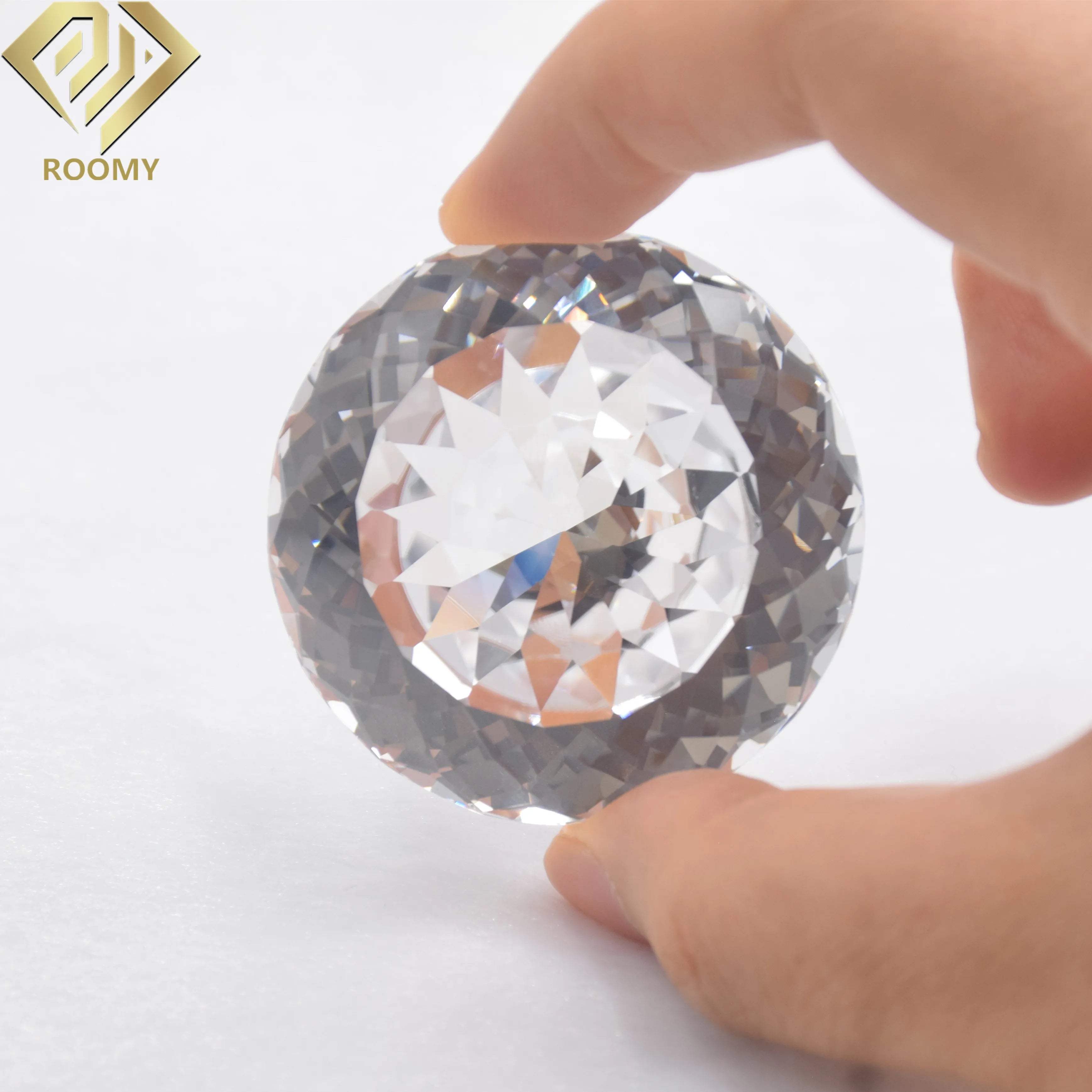 Decoration Gemstones Special Gift Loose Lab Grown Corundum  5A Loose clear White Sapphire 30mm 50mm Round Big Size Gemstone
