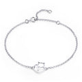 Factory 14K Rose Gold 925 Sterling Silver Cat and Heart Link Chain Bracelets for Women Authentic Silver Jewelry Gift SCB102