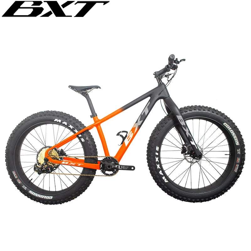 Full Carbon Fiber Mountain Bike 26er Complete Snow Bike Beach Sand Bicycles for Teenager Fat Wide Tyre 12 Speed