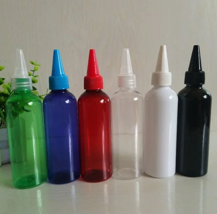 100ml 200ml Transparent Sharp-mouth Bottle Plastic Squeezable Needle Bottles Refillable Color Paste Dye Bottle