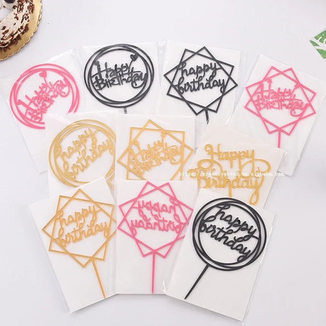 2021 Hot Selling  Birthday Party Wedding Accessories for Mixed Designs Acrylic Cake Topper for Anniversary Decorations