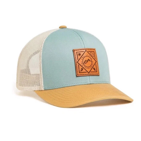 Twill Cotton Front Custom Leather logo Trucker Mesh Cap and Hat  Custom Cotton  with Embroidery logo Trucker Hat