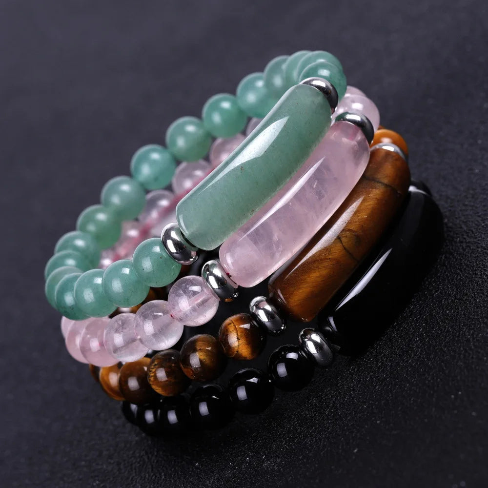 Wholesale Fashion Jewelry 8MM Citrine Men Obsidian Gemstone Quartz Beads Women Natural Crystal Healing Stone Beaded Bracelet