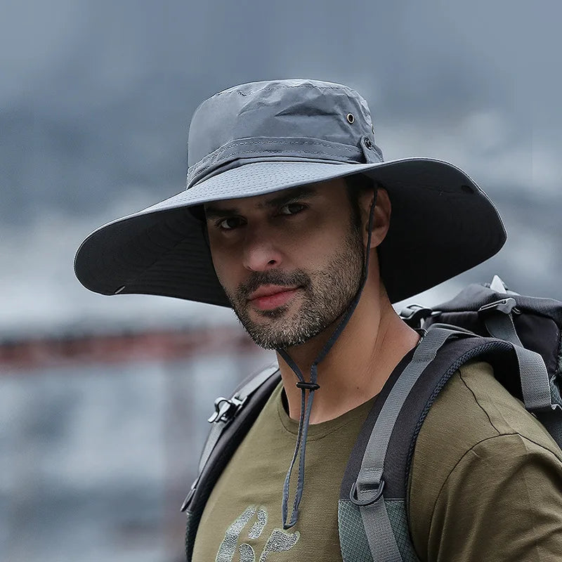 New Summer Men's Fishman Sun Hat Sunscreen and Ultraviolet Protection Quick-dry With Wide Brim  for Outdoor Activity