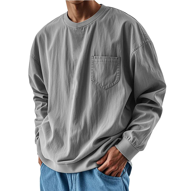 Men's Polyester Plus-Size Loose Trend Long-Sleeved T-Shirt Knit Sweaters Casual Breathable and Sustainable for Spring ODM OEM