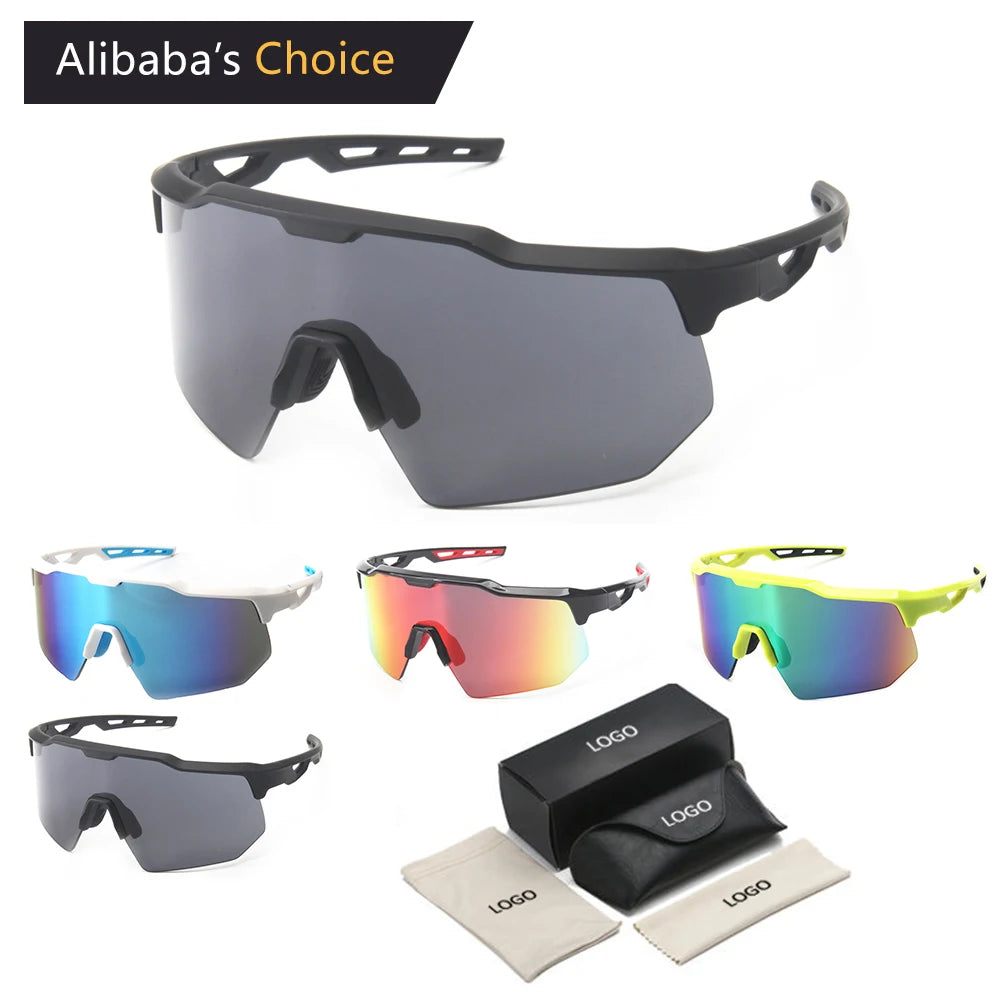 Wholesaler TR90 Sport Sunglasses 100%UV Oversized Large Frame Windproof Shield Custom Cycling Sport Sunglasses