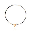 Fashion Black Crystal Beaded Necklace OT Buckle Short Blossom Shape Choker Necklace for Girls Women Elegant Jewelry Gifts