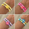 Summer Beach Waterproof Polymer Clay Beads Bracelets Women Jewelry Bohemian Egg Flower Handmade Party Accessories