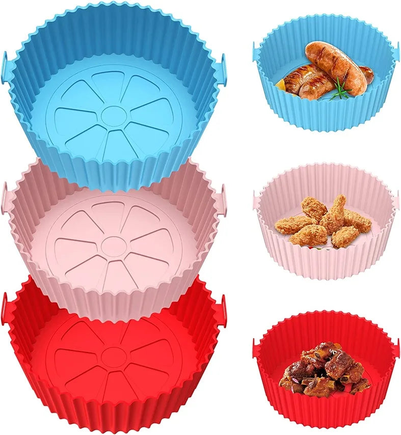 8 Inch Non-stick Reusable Food Grade Air Fryer Silicone Pot Basket Liner Air Fryer Silicone Pot for Air Fryer