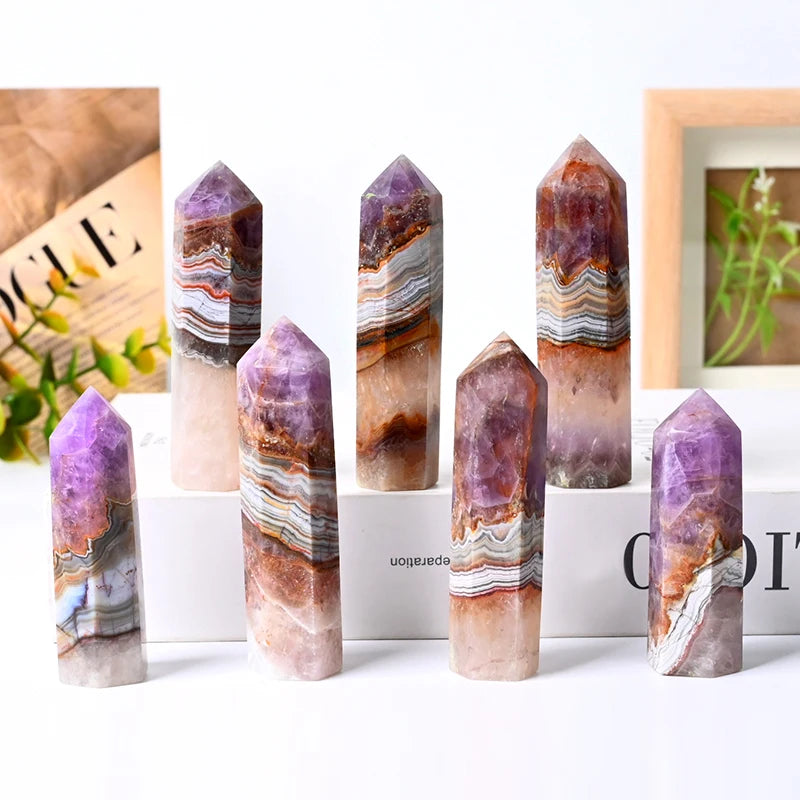 Wholesale Natural Healing Stone Tower Crystal Wand Amethyst Agate Point for Decoration