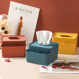 New Fashion Simple Creative Plastic Multifunctional Tissue Box Kitchen Home Office Desk Storage Square Pumping Box