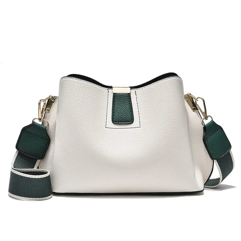 Fashionable Factory Direct Large Capacity Women's Bucket Bag Durable Soft Lightweight PU Solid Color Shoulder Bag