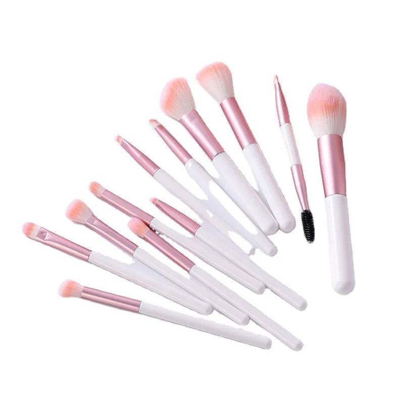 Professional 12 Pcs Vegan Pink Makeup Brush Set With Bag Soft Synthetic Hair Brush Kit With Bucket Wholesale