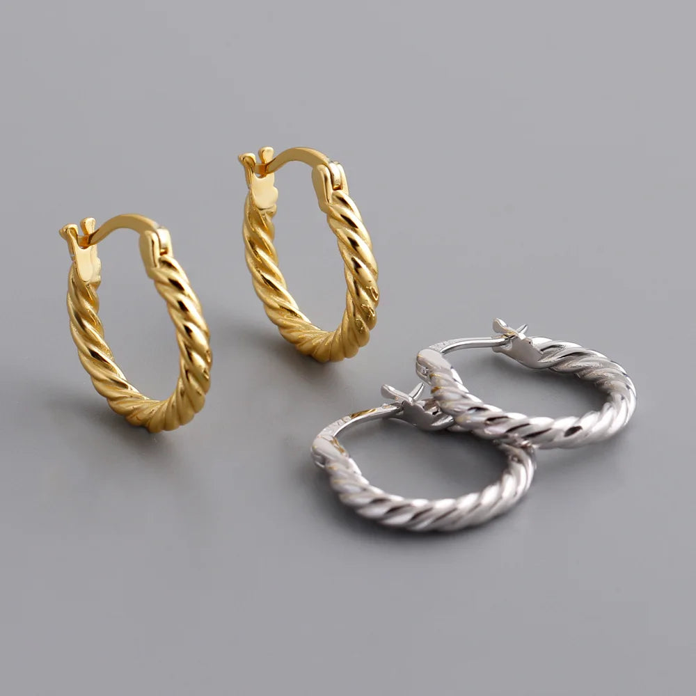 Summer High Quality Dropshipping 925 Sterling Silver Twist Irregular Chic Hoop Earring Jewelry for Women