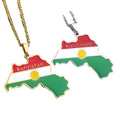 BINSHUO Wholesale Custom Stainless Steel Jewelry Drop Oil Letter Kurdistan Map Flag Men Pendant Charm Couples Necklace for Women