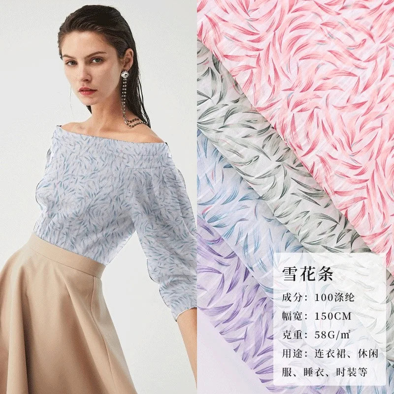 2025 Spring and Summer New Silver Chiffon Original Printed Fabric for Dress OEM