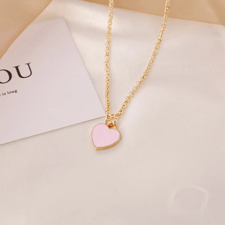 Daochong Custom 925 Sterling Silver Enamel Pink Heart Pendant Necklace Jewelry