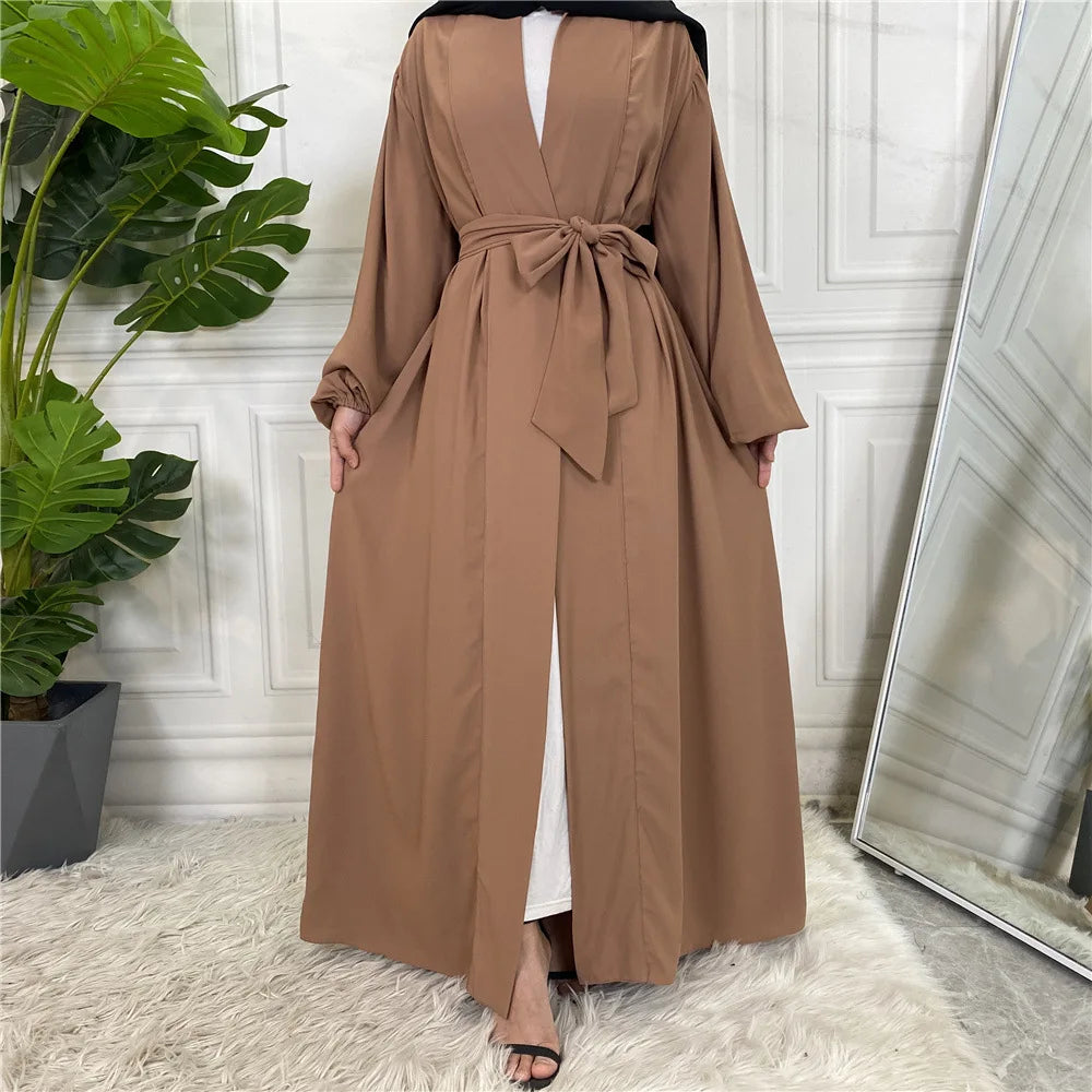 Kimono Open Abaya High Quality Nida Cardigan Muslim Modest Islamic Clothing Elastic Cuff Long Sleeve With Pockets Dubai Abaya