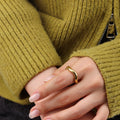 Chris April 316L Stainless Steel PVD Gold Plated Waving Chunky Ring Waterproof