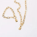 Stainless Steel Big Link Chain Gemstone Zircon Block Pendant Necklace and Bracelet Set