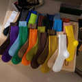 Couple Mid-tube Socks Womens Thick Line Tooling Ins Autumn and Winter Solid Color Sports Socks Women's Wholesale Price