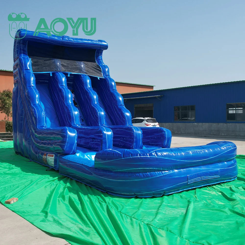 Customized Inflatable Dual Lane Water Slide Summer Fun With Inflatable Trampoline Swimming Pool Backyard Water Park