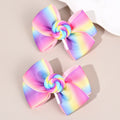 CN 2Pcs Rainbow Barrette Ribbon Hair Bow Clip Sweet Candy Hair Clip Gradient Boutique Hair Clip Girls