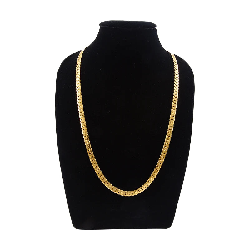 Trendy Design Jewelry Stainless Steel Snake Link Chain 18K Gold Plated Flat Snake Chain Necklace for Women Men