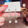 AL-72 Wholesale Women Luxury Modern Daily Wear Ear Jewelry Pearl Micro Pave Crystal Rhinestone Diamond Earrings