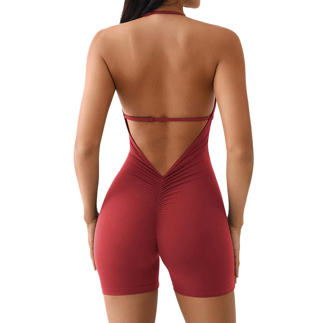 Women's Adjustable Yoga Bodysuit & Jumpsuit Tummy Control Compression Stretchy Scrunch Sports Bodysuit & Jumpsuit