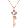 Fashion Cheap Unique Korean Copper Jewelry Clear AAA CZ Key Necklace for Girls Gift N016-M