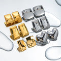 New 18K Gold Rectangular Earrings Women Retro Trend Classic Style Stainless Steel Wedding Engagement Anniversary Party Gift