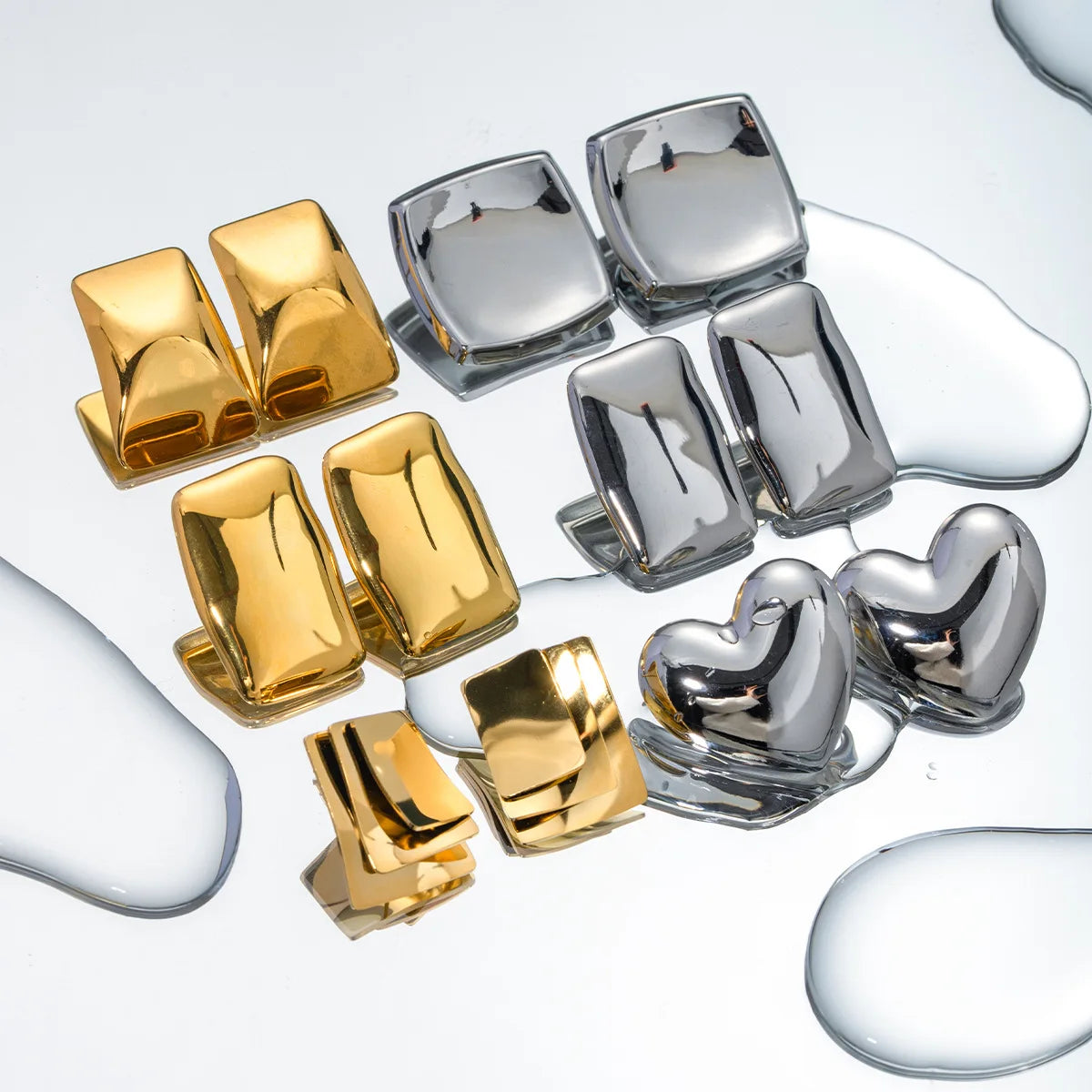 New 18K Gold Rectangular Earrings Women Retro Trend Classic Style Stainless Steel Wedding Engagement Anniversary Party Gift