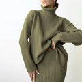 Womens Suit Knit Sweater Set Custom Designer Winter Skirt Knit Sweater 2 Piece Set Women Knit Two Piece Sweater Set