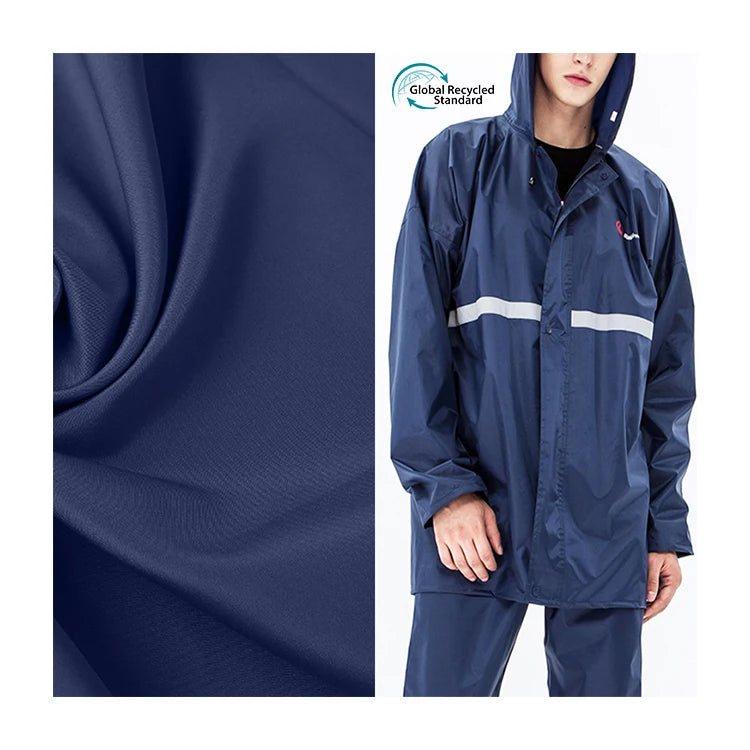 170t Repreve Pu Coated Waterproof Fabric Outdoor Raincoat Fabric 190t Polyester Recycled Pongee Fabric
