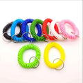 Custom Colorful Flexible Spring Spiral Coil Waterproof Wristlet Key Chain Plastic Bracelet Retractable Ring Spring Coil Keychain