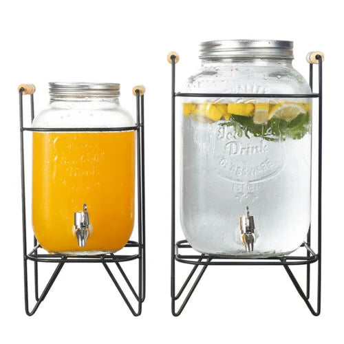 Best Selling 4L/8L Glass Mason Jar with Metal Lids and Tap Metal Rack